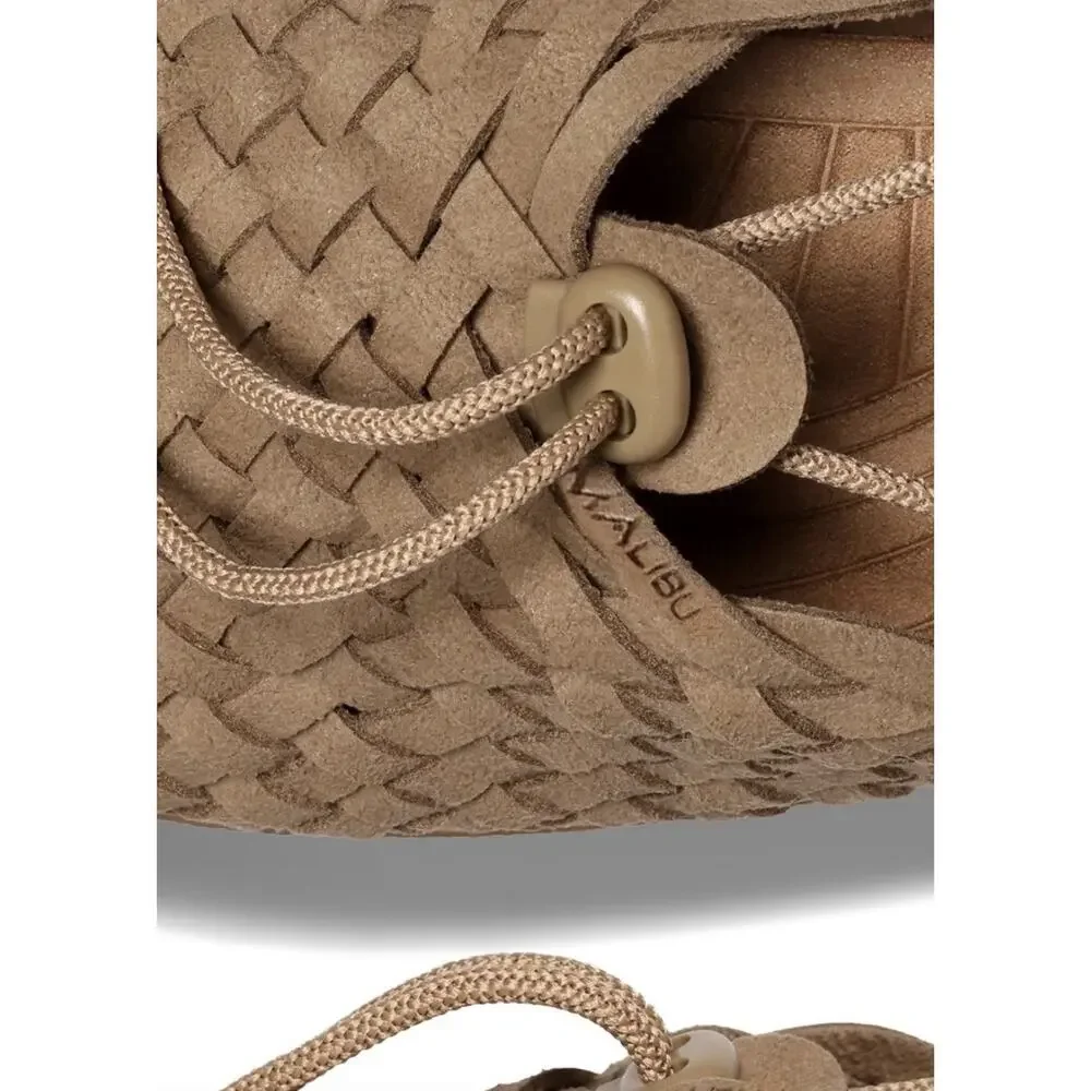 Malibu Unisex Sandals Latigo SUEDE Weave Shoe Vegan W 8 M 5 EUC